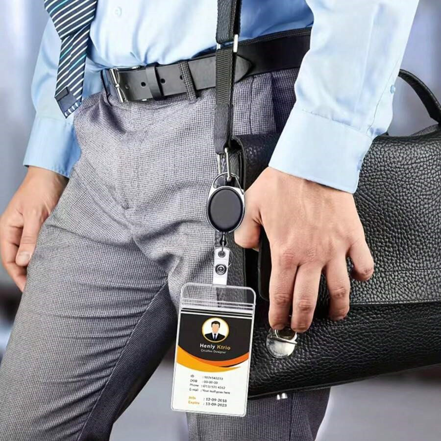 ID Card Badge Holder Vertical Clear soft Plastic Waterproof Business Case 10 Pcs