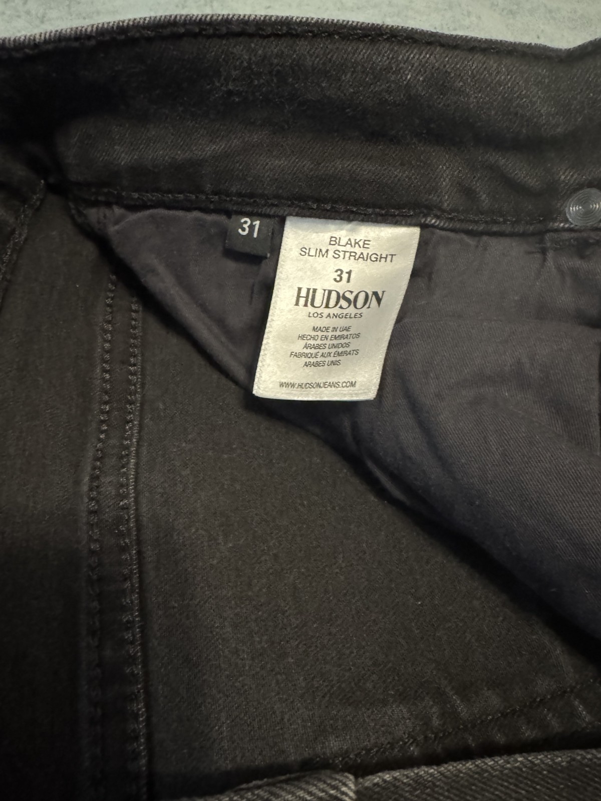Hudson Jeans Men’s Blake Slim Straight Size 31×32 Color Black