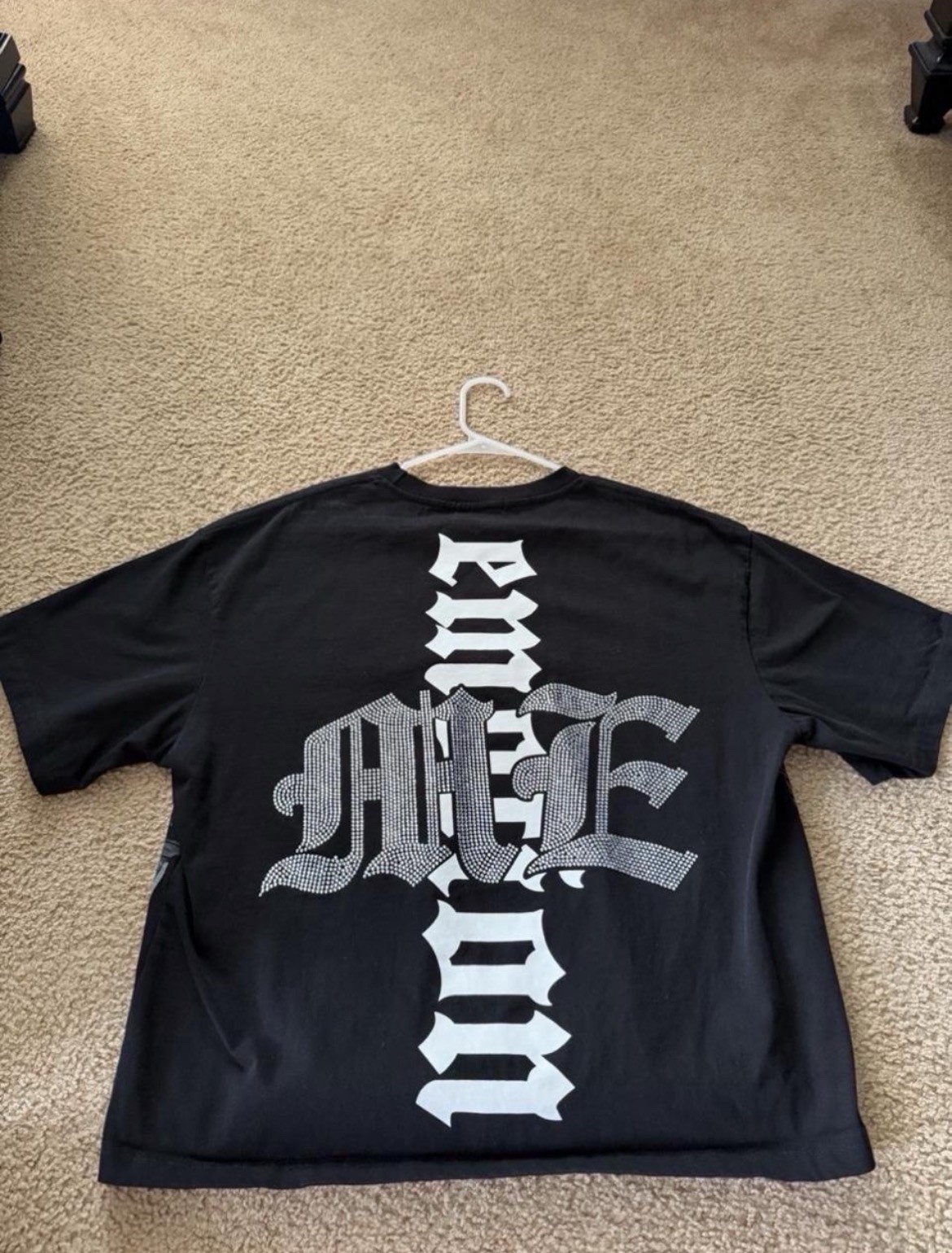 Mixed Emotion Black Graphic Print Logo Short Sleeve Crew Neck T-Shirt Size M