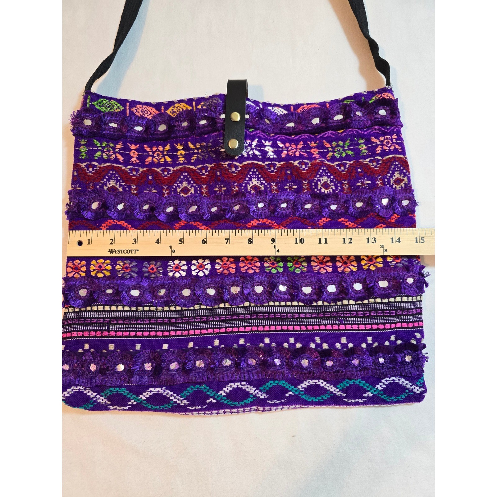 Raj LA Vegan Leather Purple Embroidered Boho Shoulder Bag New