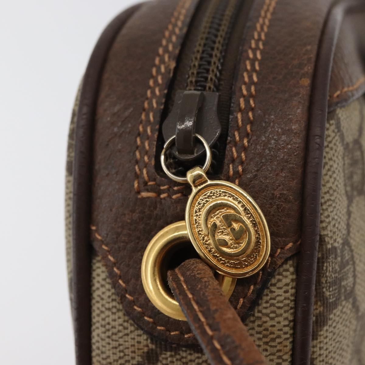 GUCCI GG Supreme Web Sherry Line Bag PVC Beige Gold 007 58 6112 Auth 176401