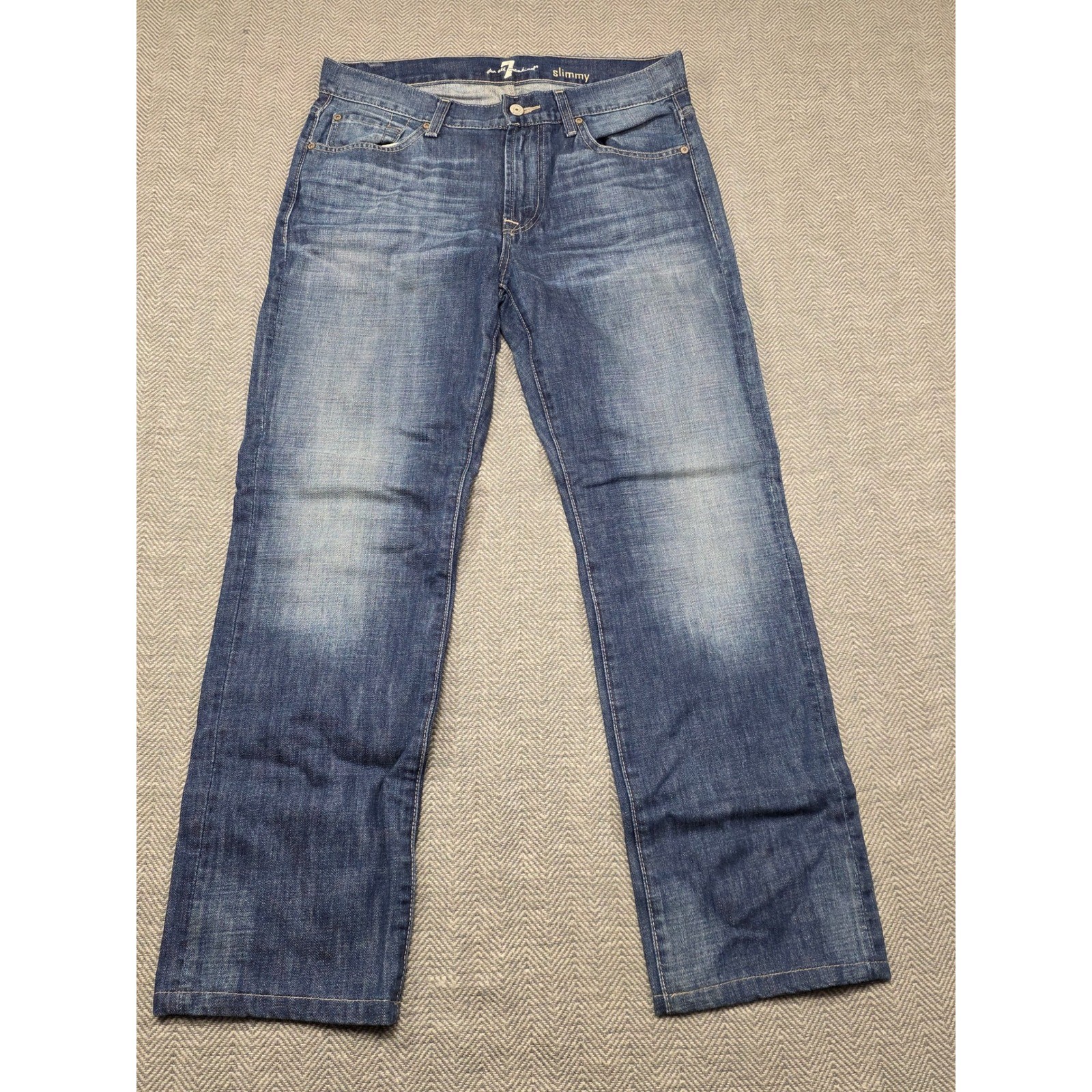 7 For All Mankind Slimmy Mens Jeans Blue 100% Cotton Medium Wash Size 31