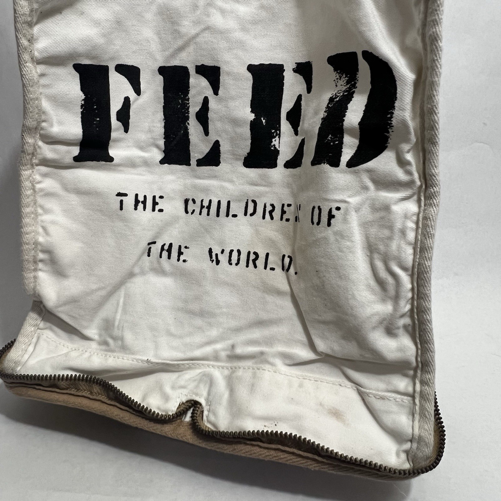 Feed 100 Children of the World Convertible Re-Usable Tote Bag Burlap/Cotton