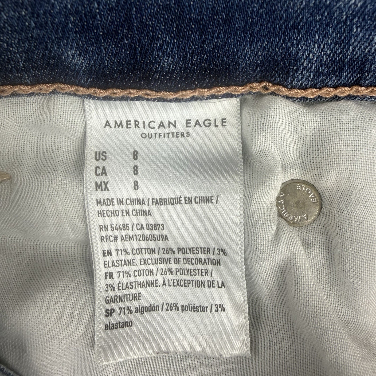 American Eagle High Rise Shortie Denim Jean Shorts Women’s Size 8 Distressed