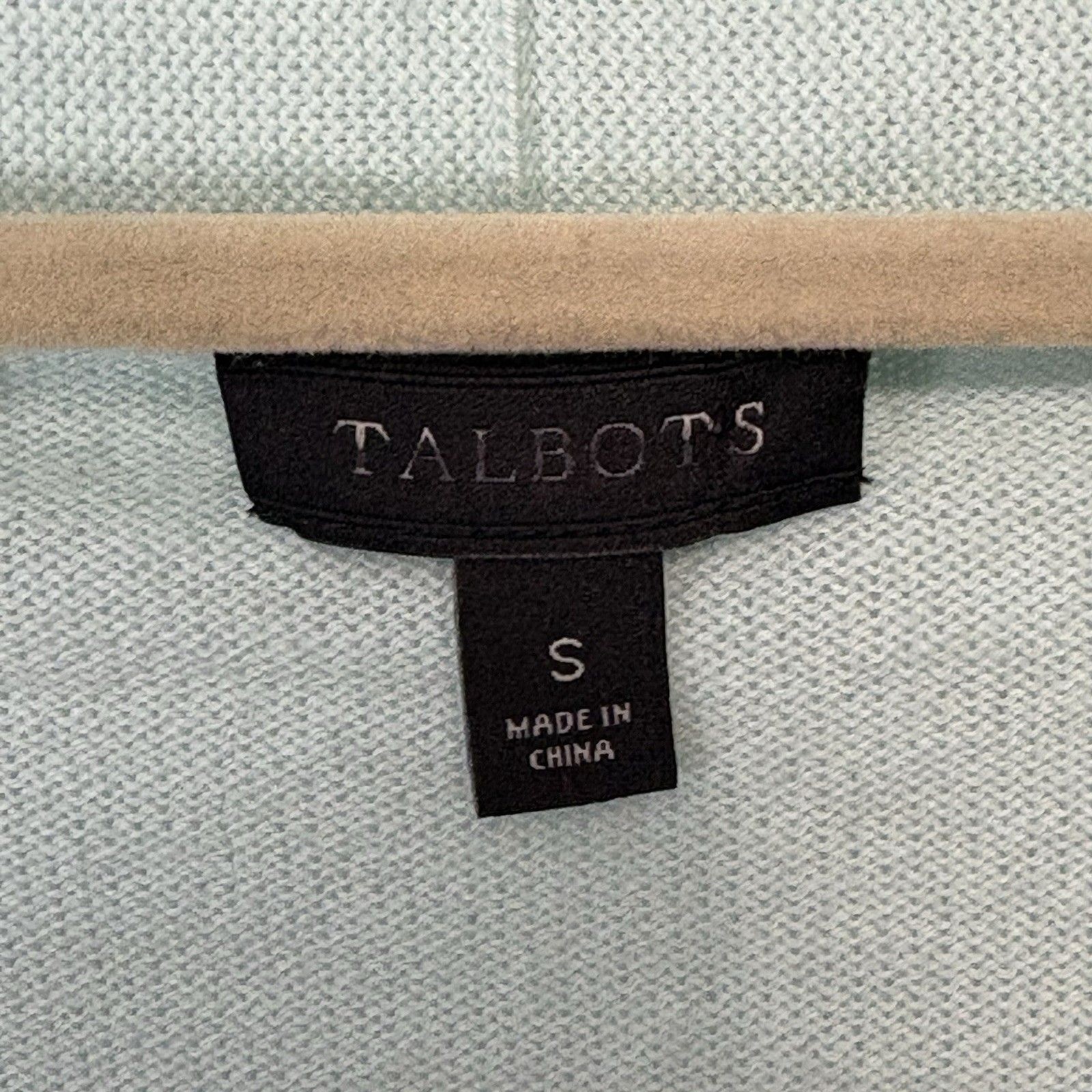 TALBOTS Cardigan Sweater Blue Green White Mint Striped Open Front Small Soft