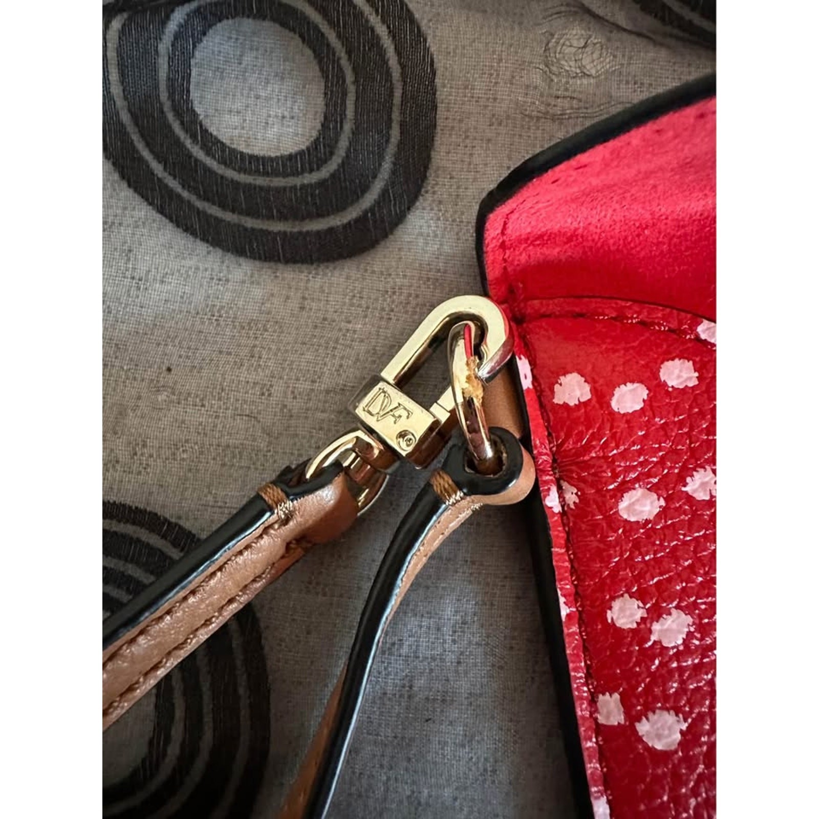 Diane von Furstenberg (DVF) Red / White Polka Dot Envelope Clutch Wristlet Strap
