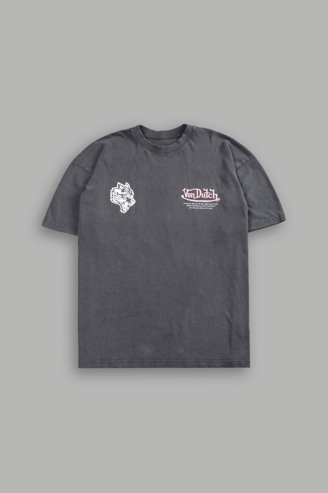 Darc Sport x Von Dutch NFGU Premium Oversized Tee Wolf Gray Pink Rose Medium M
