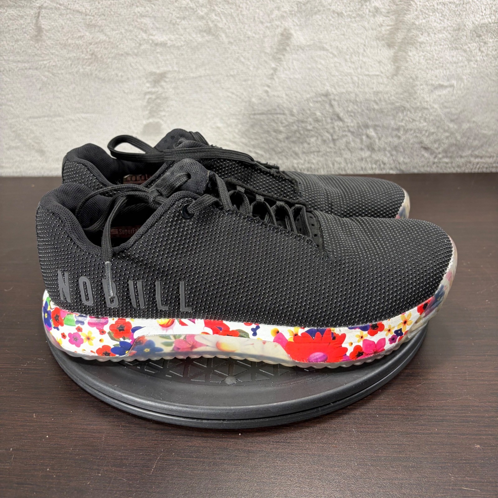 NOBULL Black Floral SuperFabric Trainer Mens 8.5 Womens 10 Cross Training Shoes