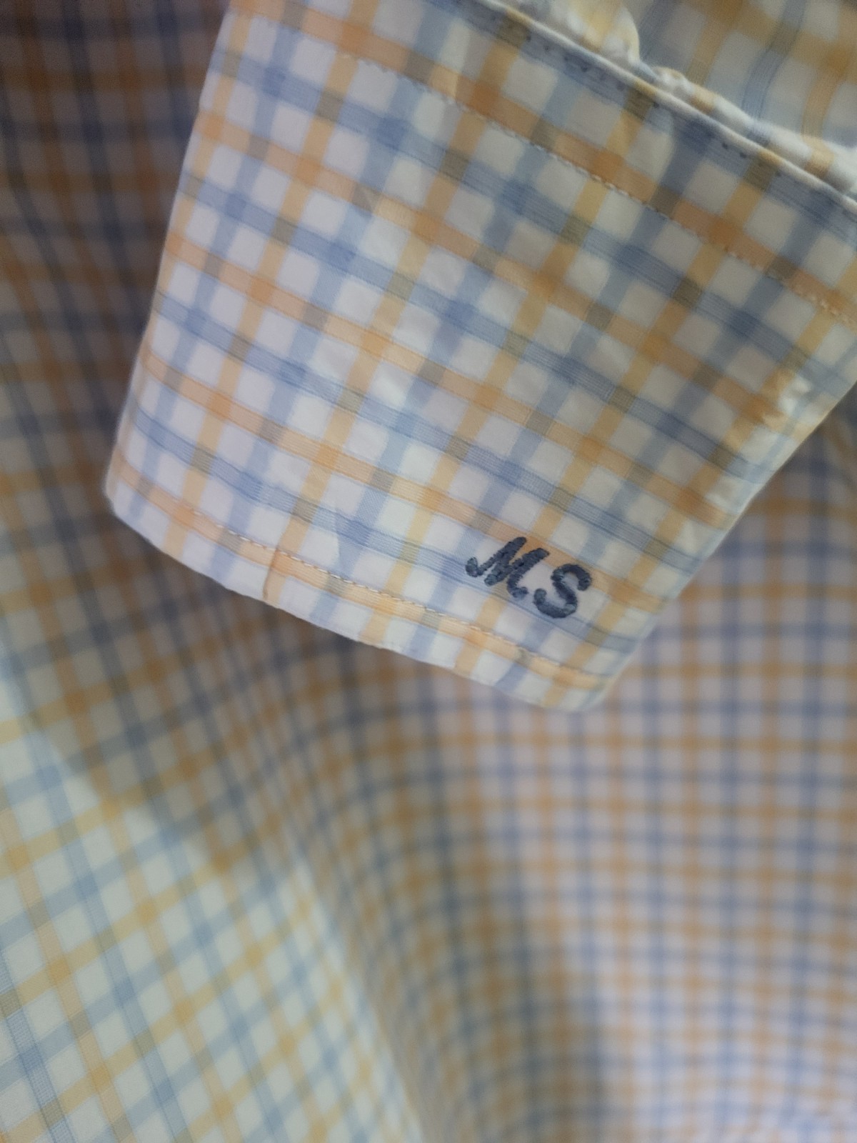 Corporate Image Men’s Plaid Button-Up Shirt Blue Yellow White Tailored Tom Jones