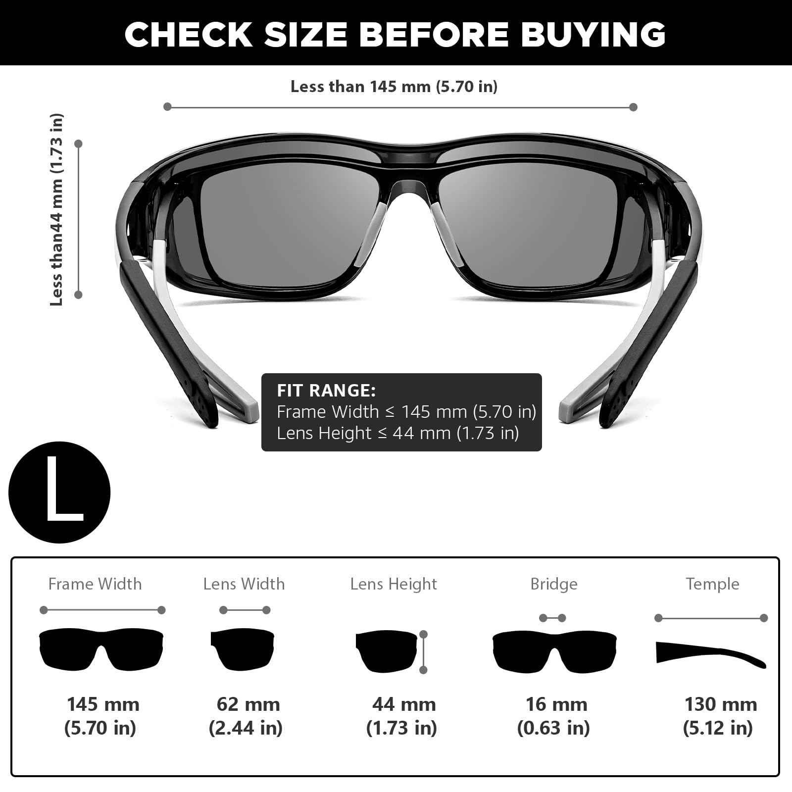 Myiaur Sunglasses that Fit Over Glasses Polarized UV400 Medium, A01 Black
