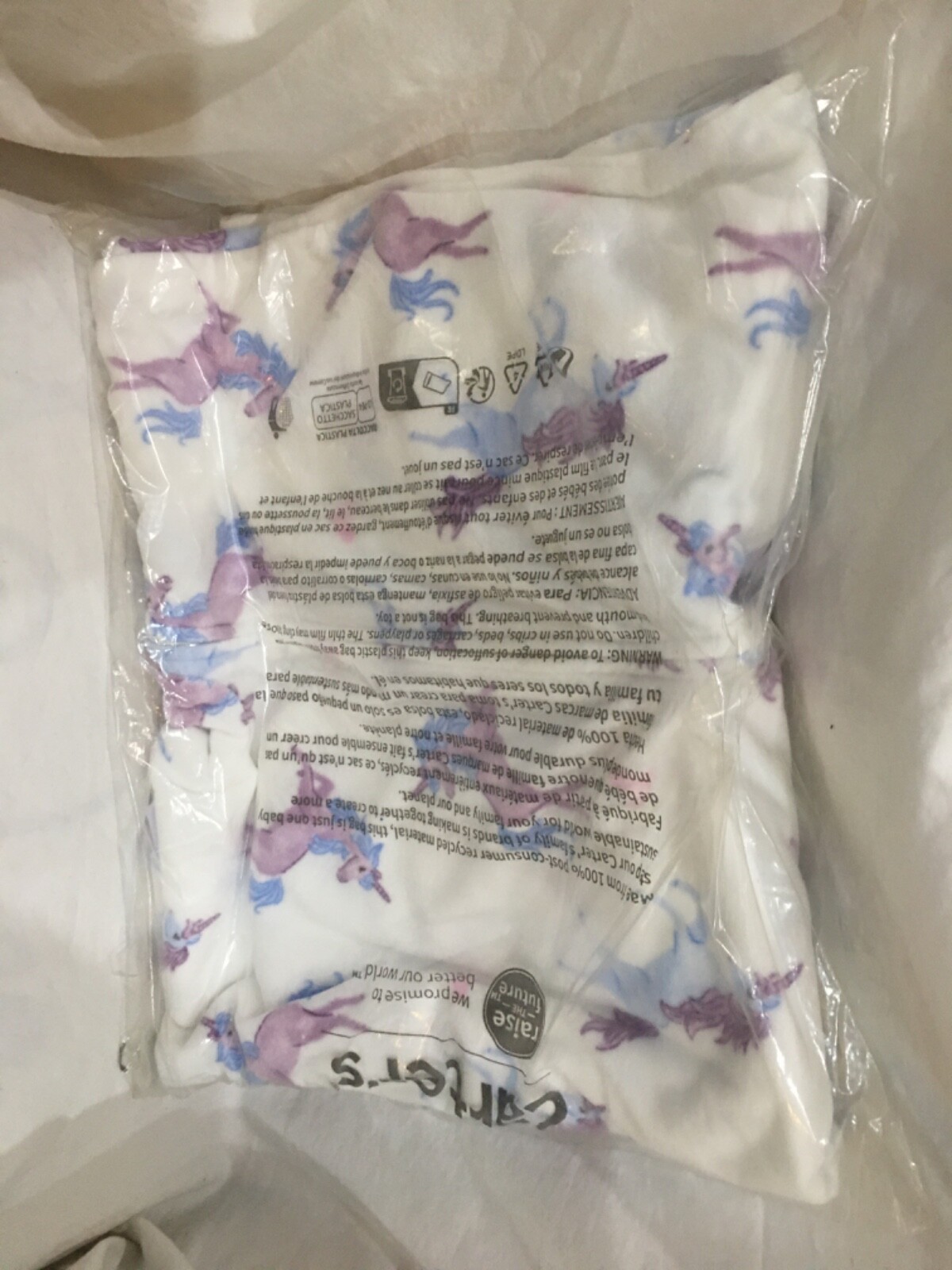 New Carter’s Kid Girls 1-Piece Unicorn Fleece Footie Pajamas White many sizes