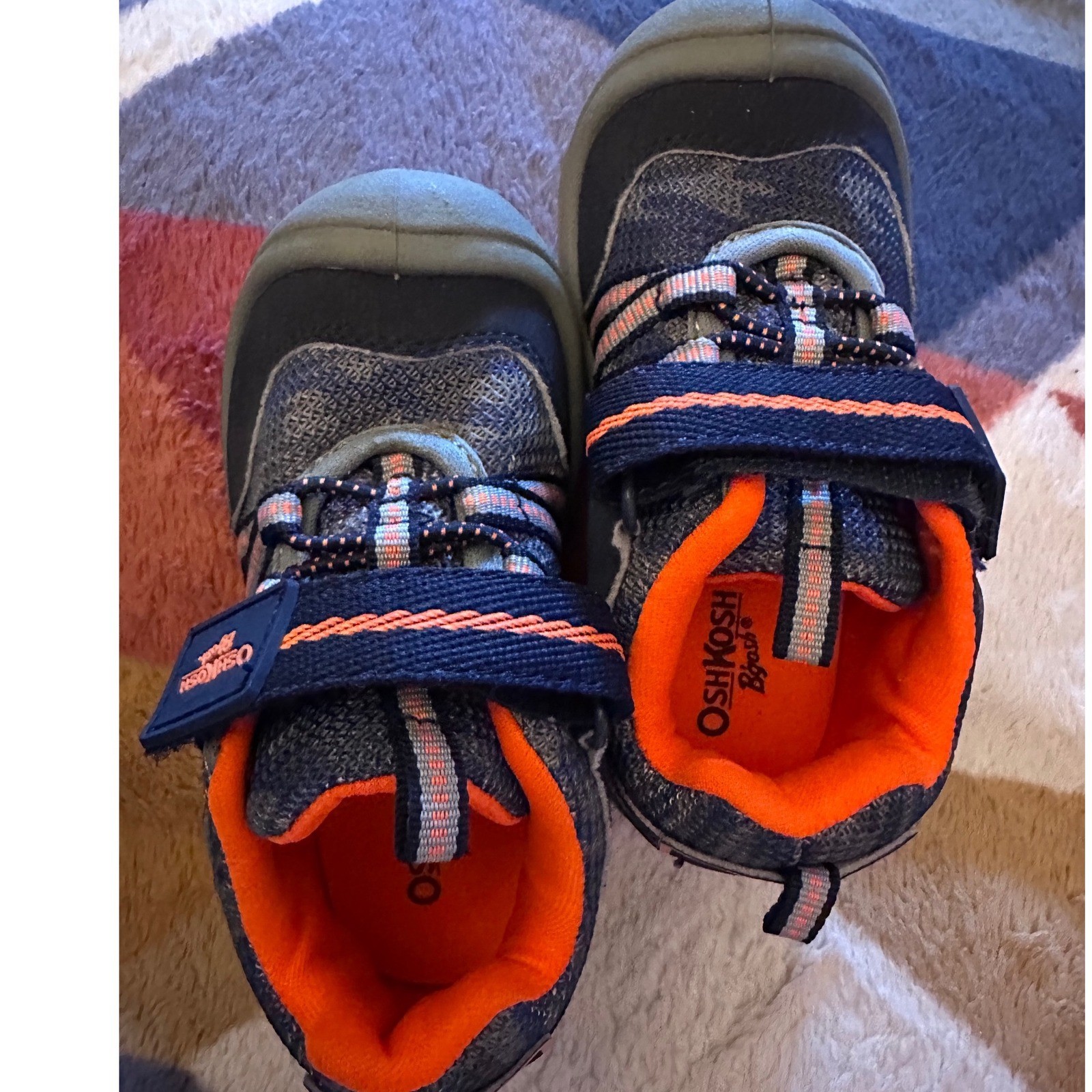 OshKosh Bgosh Kids Graphit-01 Navy Orange Athletic Sneakers Size 7 Toddler