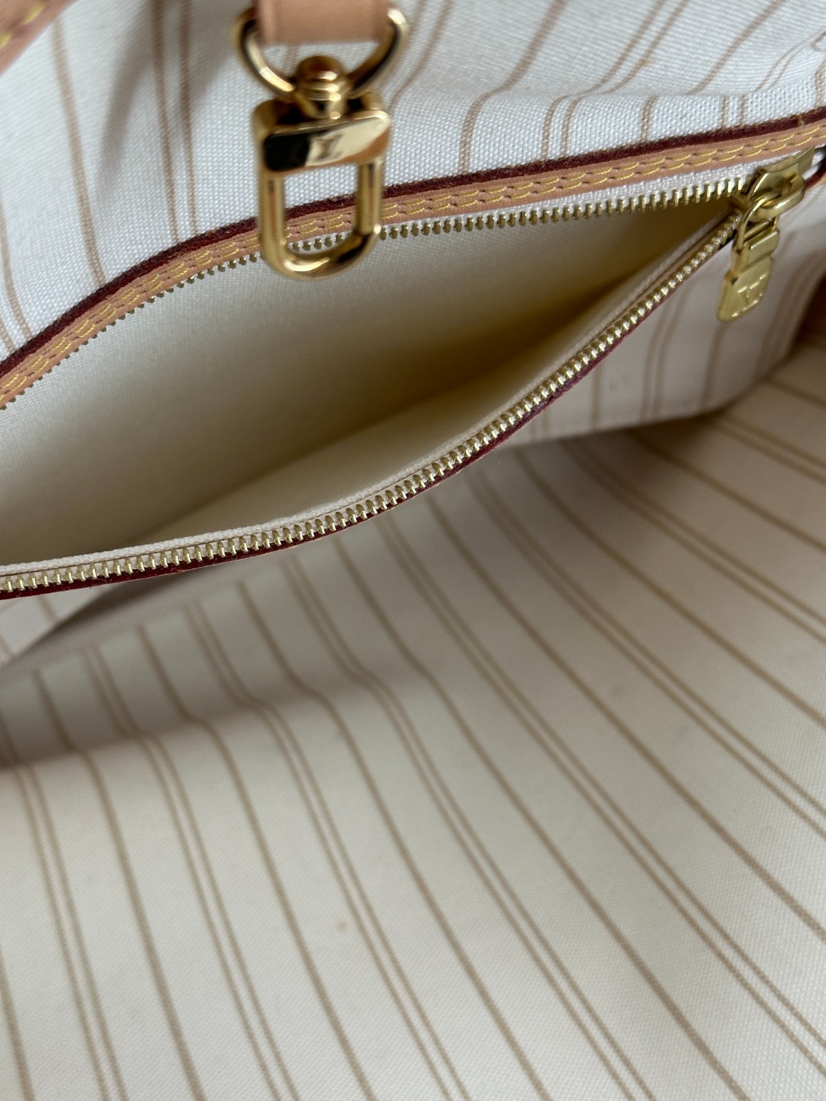 Louis Vuitton Neverfull Tote PM White Canvas Tote Damier Azur Authentic