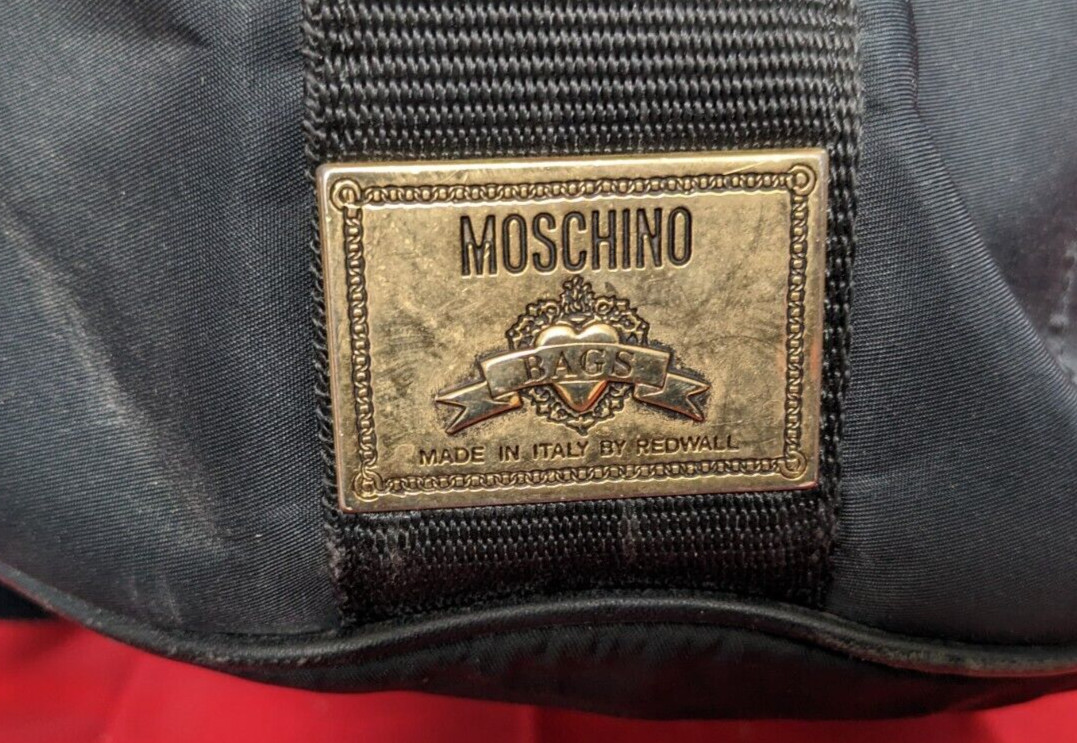 Vintage MOSCHINO by Redwall Black Nylon Crossbody Bag w/ Leather Trim