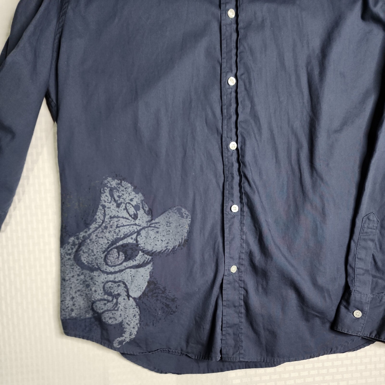Disney Grumpy Button Up Shirt XL Blue Long Sleeve Grumpy Dwarf Snow White