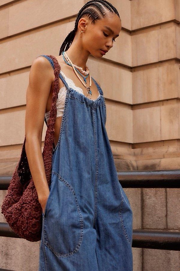 Free People We The Free Freebird Jumpsuit Stellar Blue M NWT
