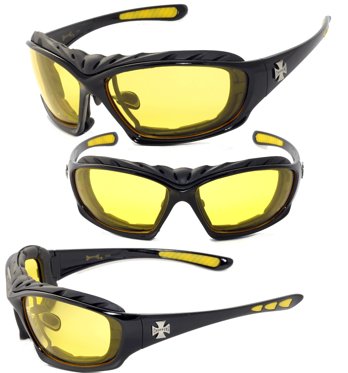 3 Pairs Choppers Motorcycle Padded Foam Wind Resistant Riding Glasses Sunglasses
