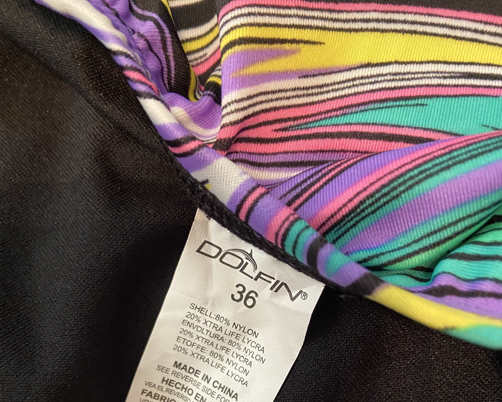 Dolfin Winners Nylon Practice One Piece Swimsuit Size 36 NWT Swirl Psychedelic