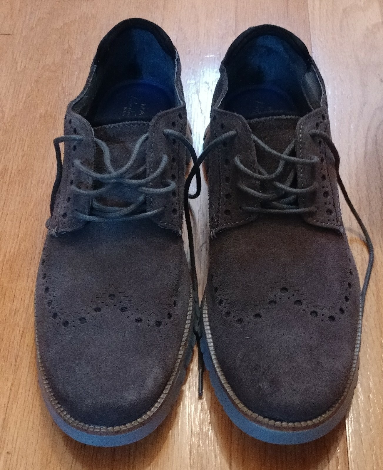 MARK NASON TREMONT MEN’S GRAY SUEDE PREMIUM RELAXED FIT WINGTIP OXFORDS SIZE 11