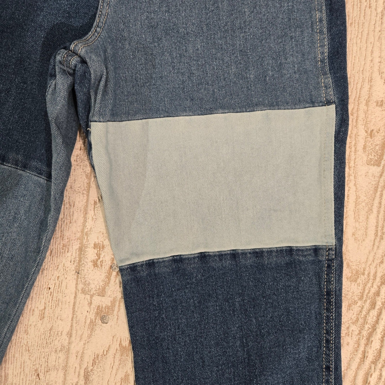 Hollister Patchwork High Rise Mom Y2K Retro Straight Jeans Colorblock Size 7S