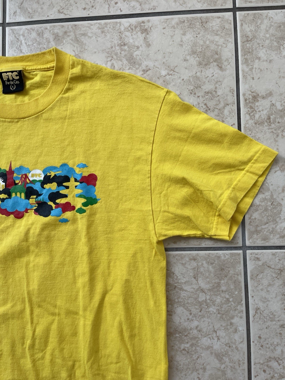 FTC For The City Skate Men’s Short Sleeve Large Yellow T-Shirt Classic Skate Tee
