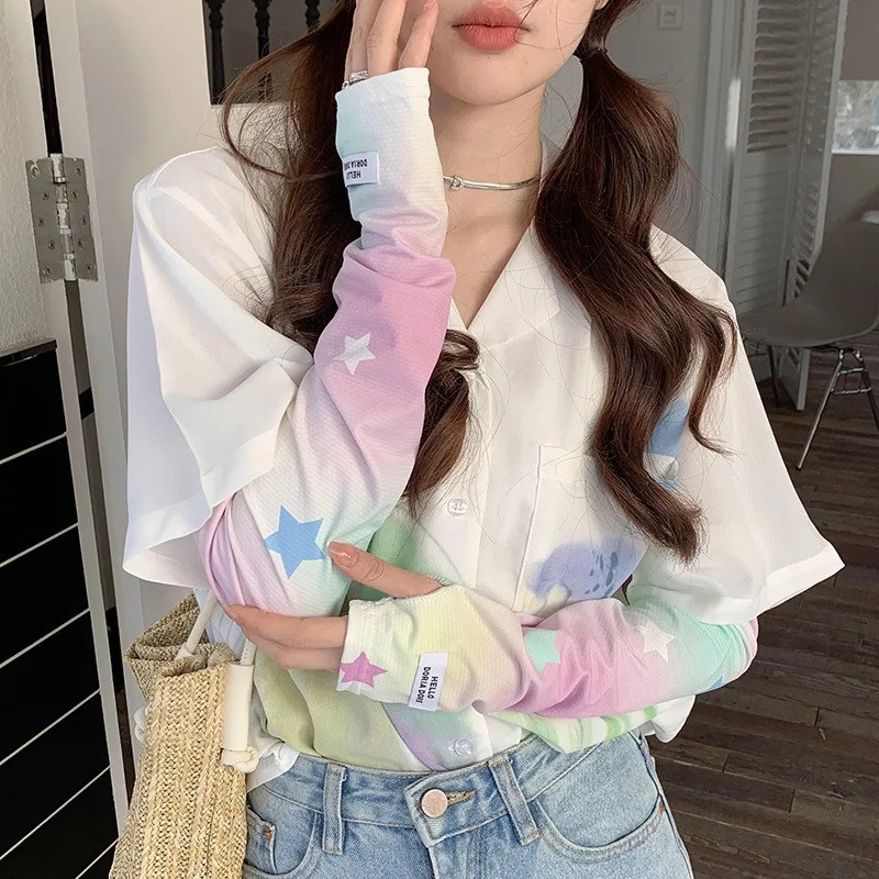 Summer Sun Protection Arm Sleeve for Women Butterfly Flower Ice Long Sleeve UV R