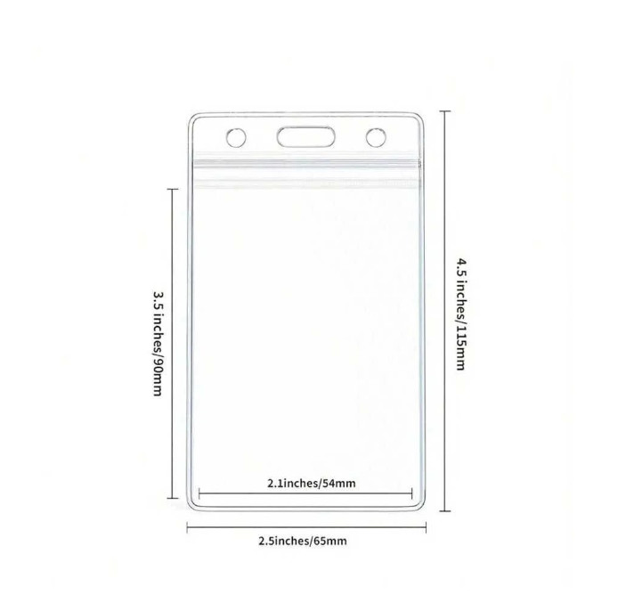 ID Card Badge Holder Vertical Clear soft Plastic Waterproof Business Case 10 Pcs