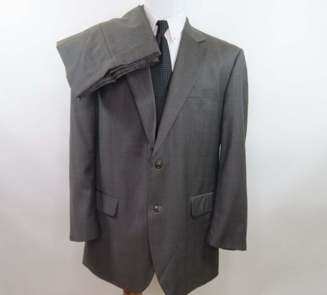 Jos.A.Bank Pure Wool Dark Brown Glen Plaid Two Piece Mens Suit 40×29 44 R