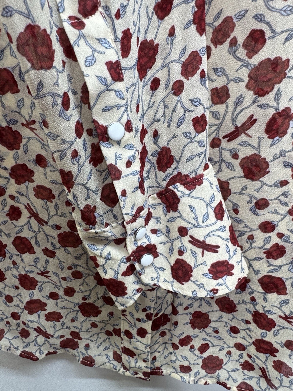 Rag & Bone NWT Farren Red Floral Western Inspired Viscose Shirt Pearl Snap M
