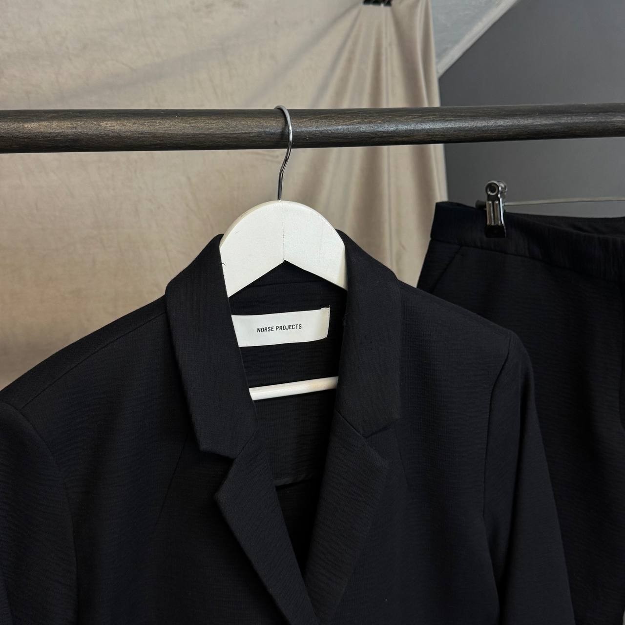 Rare Norse Projects Yrsa Waffle Suit Set Blazer Trousers Black Made in Portugal