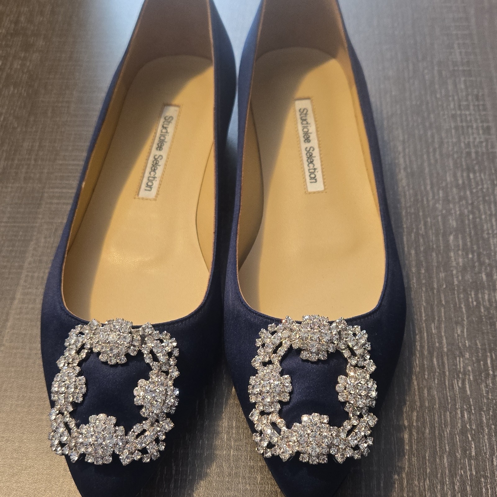 Studiblace Selection Womens Blue Pointed Toe Pump Rhinestone Buckle EU 37