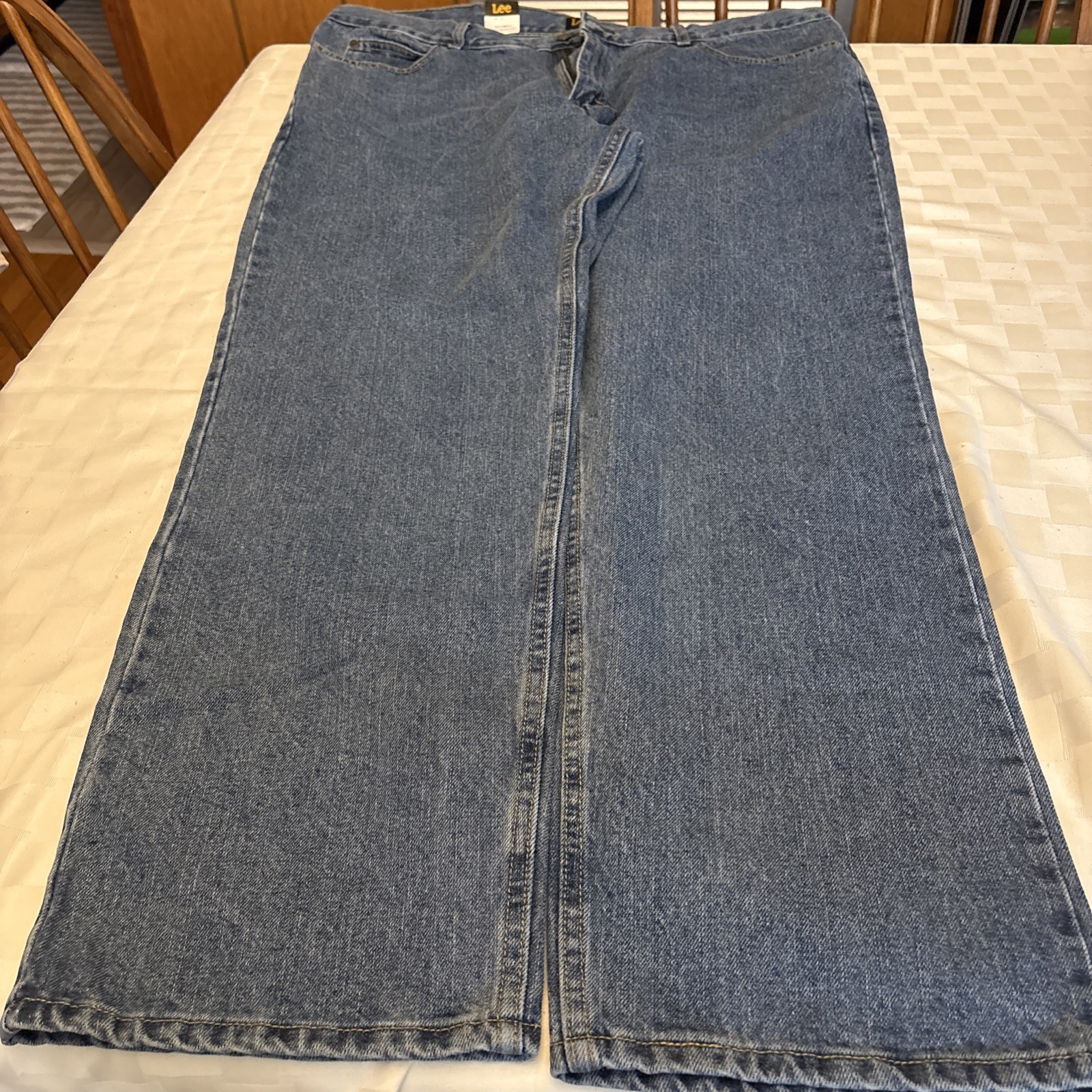 Lee Mens Jeans Relaxed Fit Straight Leg 42×32” Comfort Stretch 5 Pocket Blue