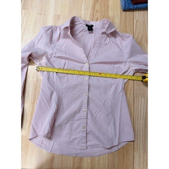 Ann Taylor Office Siren Pinstripe Button Down Blouse Coastal Grandmother Y2K 8P