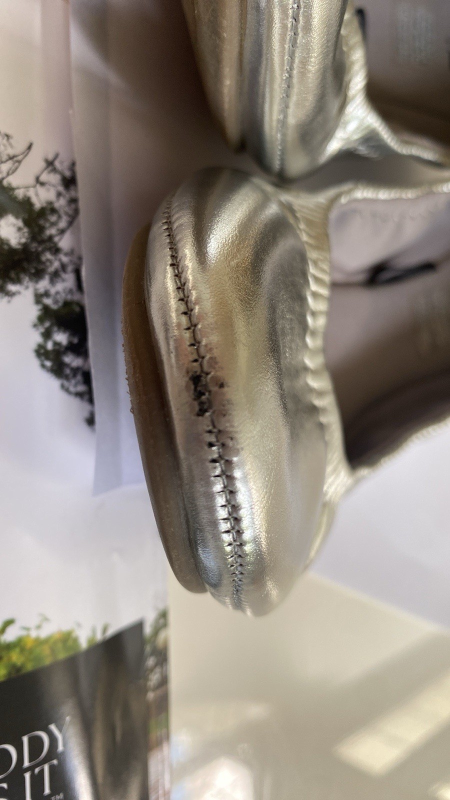 A.N.A Ana joy Silver Metallic Flexible Foldable Ballet Flats Memory Foam
