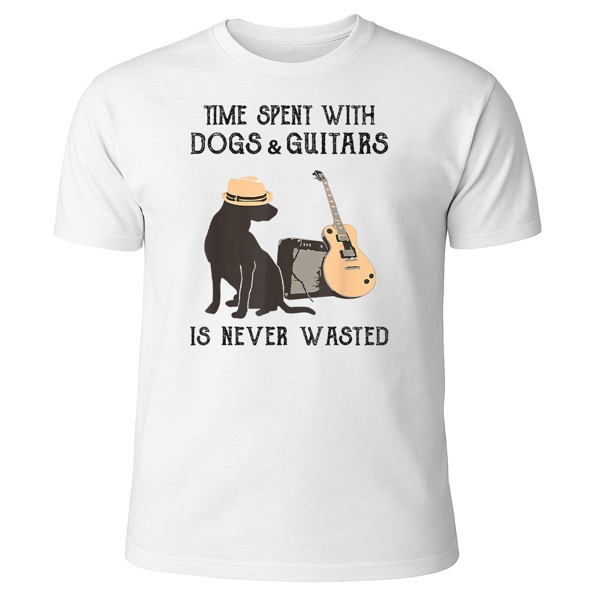 Time Spent with Dogs and Guitars is Never Wasted Music Lover Dog Tee Gift Item