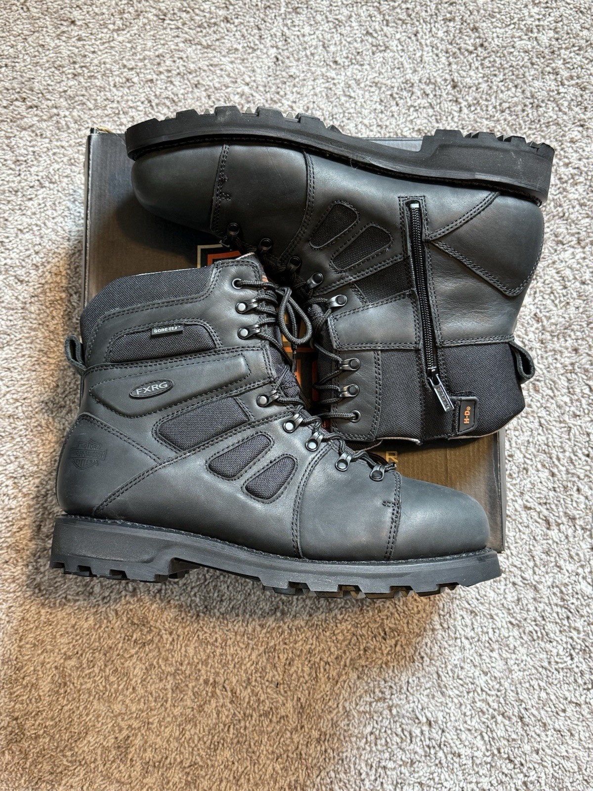 Mens Harley Davidson FXRG Goretex Black Motorcycle Riding Boots Size 14 RARE