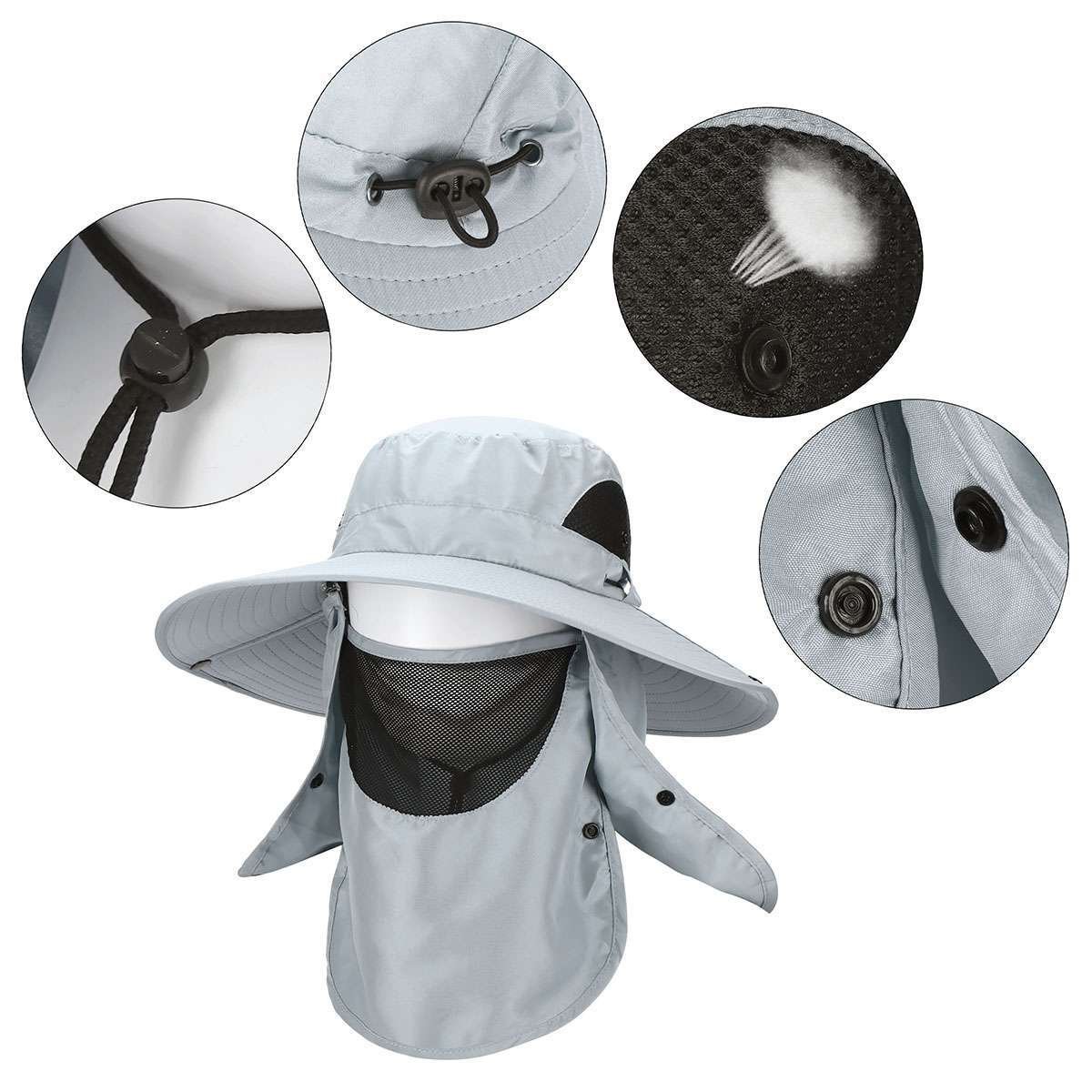 Summer Bucket Boonie Hat Neck Flap Cover Sun Wide Brim Fishing Garden Hiking Cap