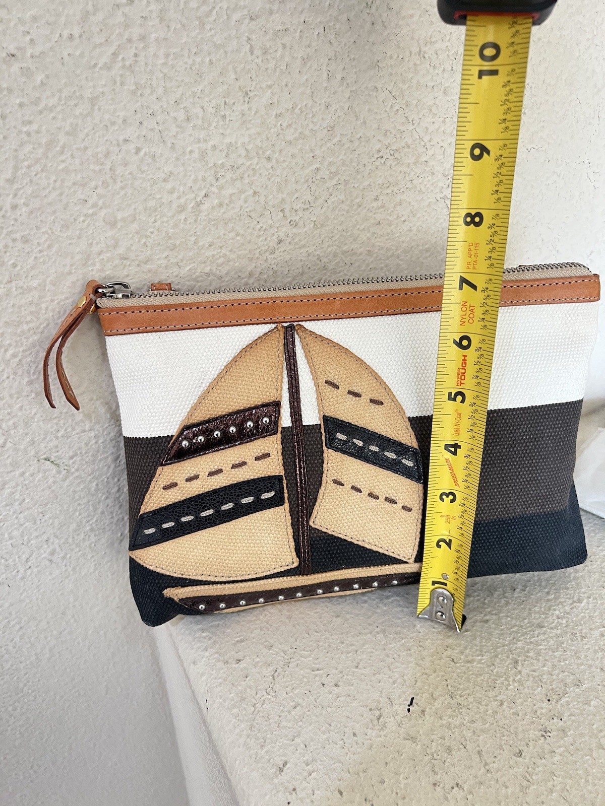 Genuine Brighton Windstar Canvas Cosmetic Bag w/Leather Star Applique E9564W NWT