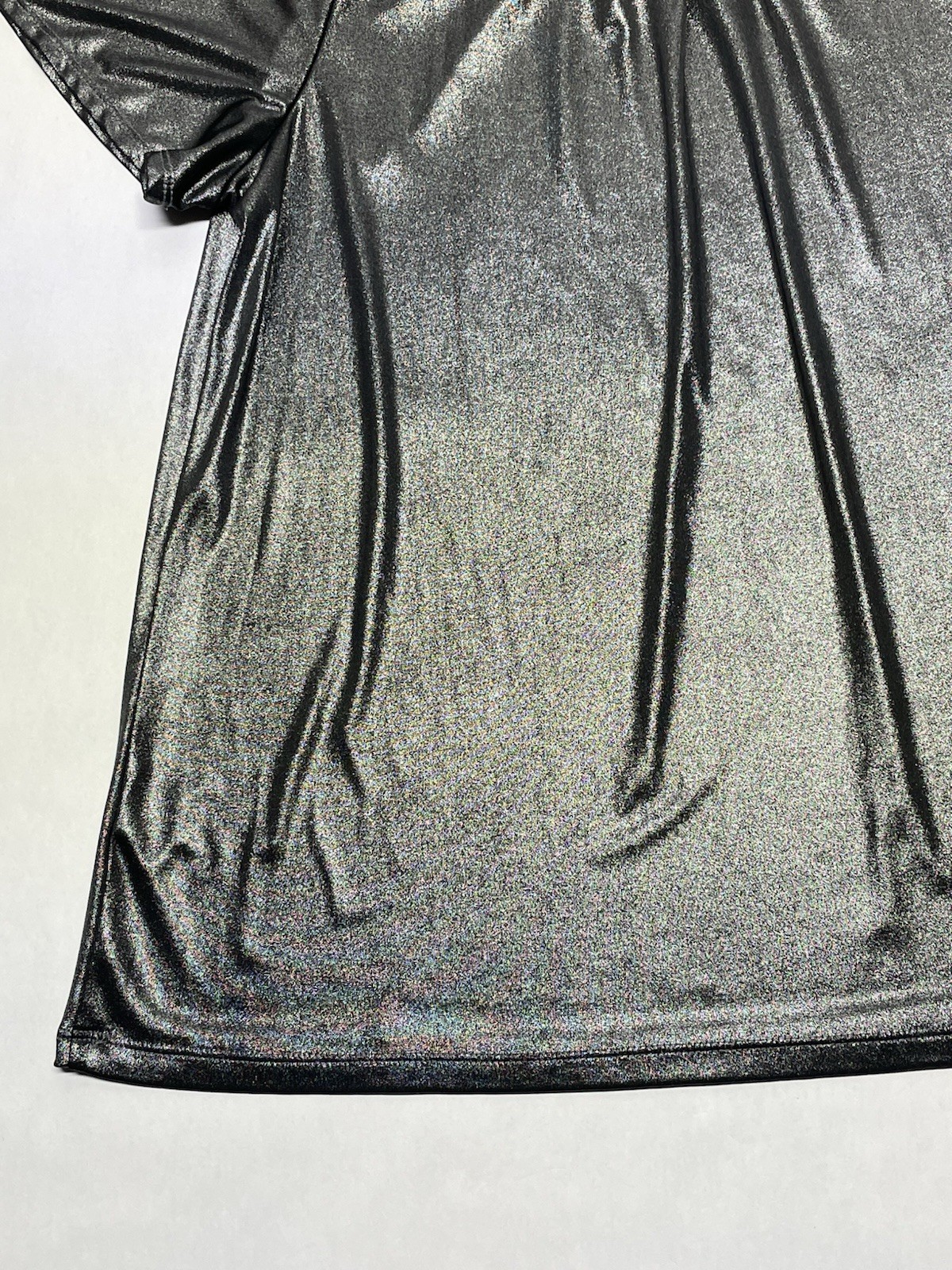 Silver Metallic Liquid Knit Flutter Sleeve Top Size L Y2K Cyber Fairy Whimsigoth