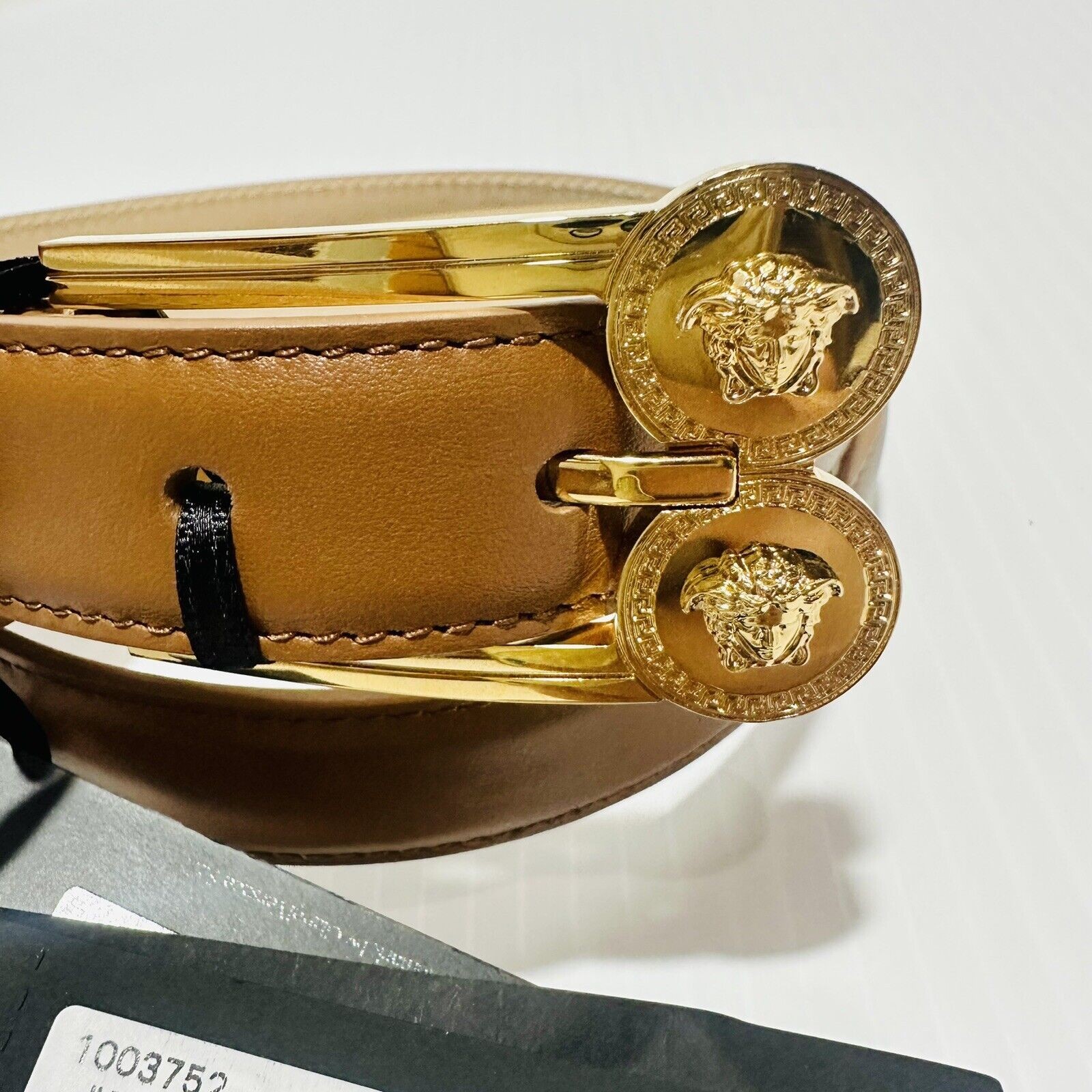 NWT Versace Belt Size Small 80cm 32″ Medusa Camel Brown Leather $500