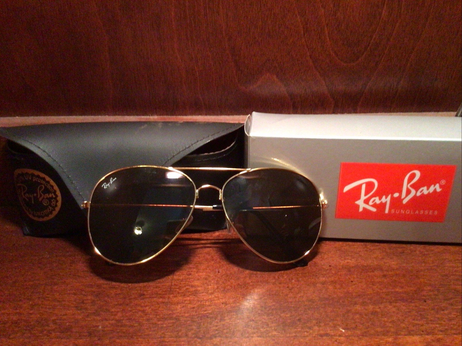 Ray-Ban Sunglasses Gold Rim Brown Lens