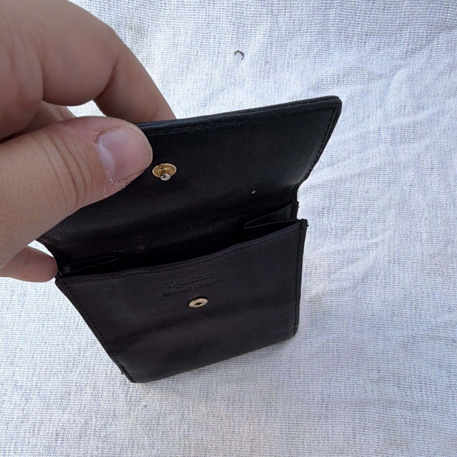 Tignanello Women’s Black Bifold Snap Wallet with Logo, ID Window, Card Slots