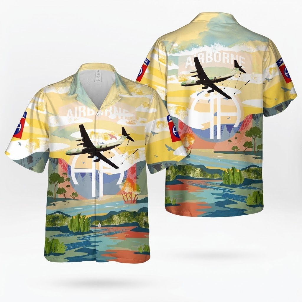 Us Army 82Nd Airborne Troops Jump From C-141B Over Honduras 1988 Hawaiian Shirt