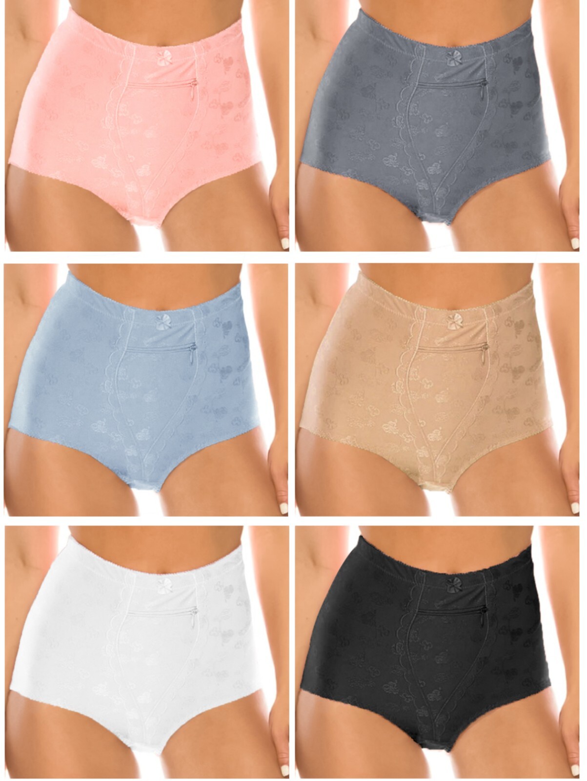 3/6 Pack High Waist Briefs Girdles Panties Tummy Control 2 pocket Travel Plus Sz