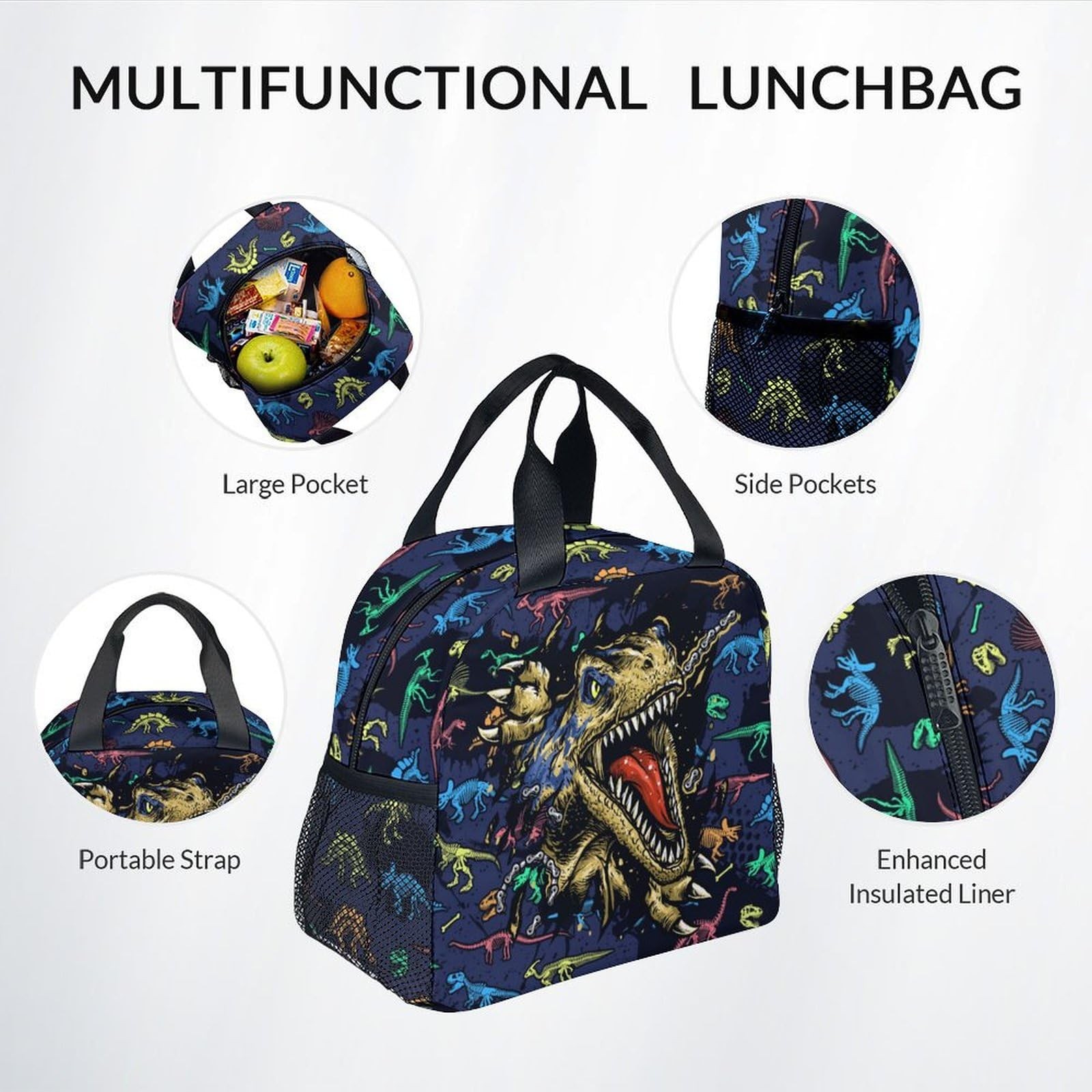 Boys Backpack with Lunch Box – 3 in 1 Cool Dinosaurs Bookbag for School, Trav…