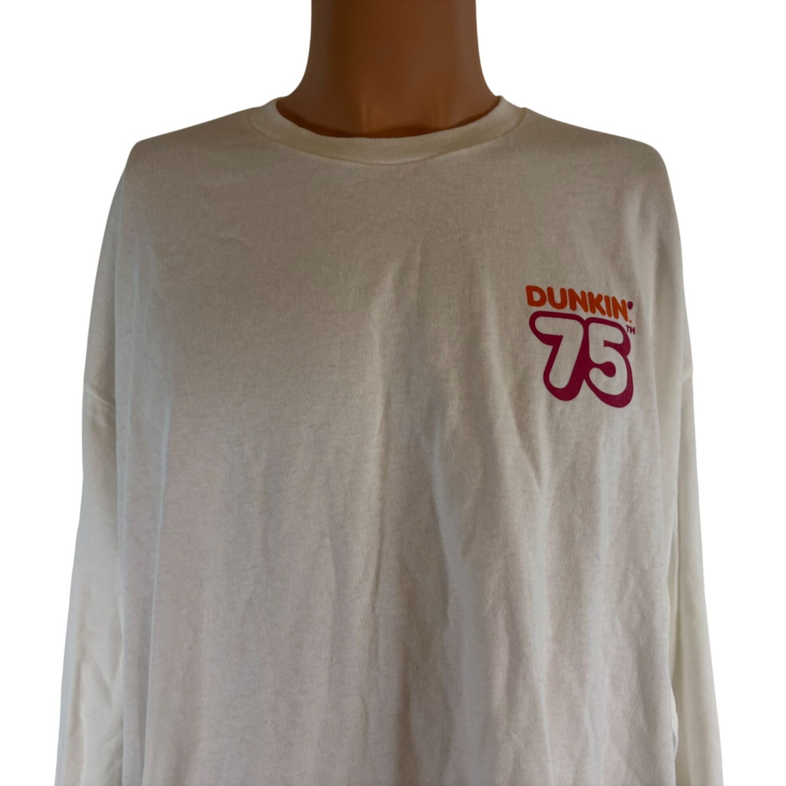 Dunkin Donuts T Shirt Mens Size 2XL White 75h Anniversary Coffee