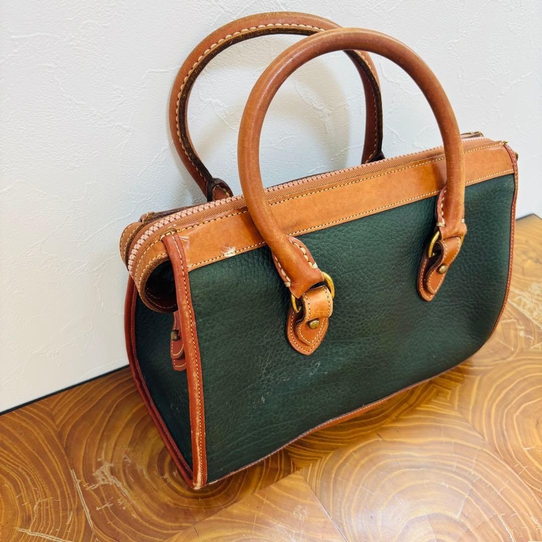 Dooney & Bourke Mini Boston Bag Green US 11.6in Pebbled Leather Vintage Japan