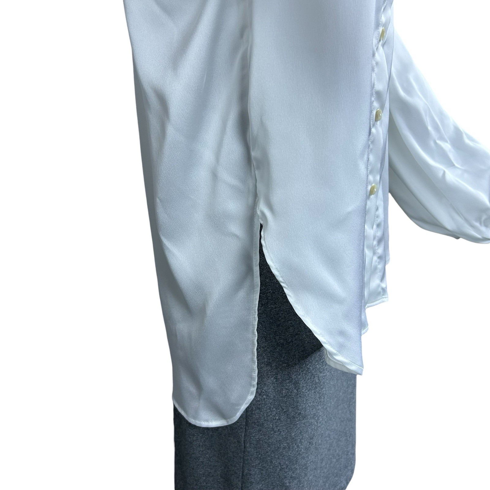 Kallmeyer Appartement Ballon Satin Button Down Shirt Size 4 Quiet Luxury Blouse