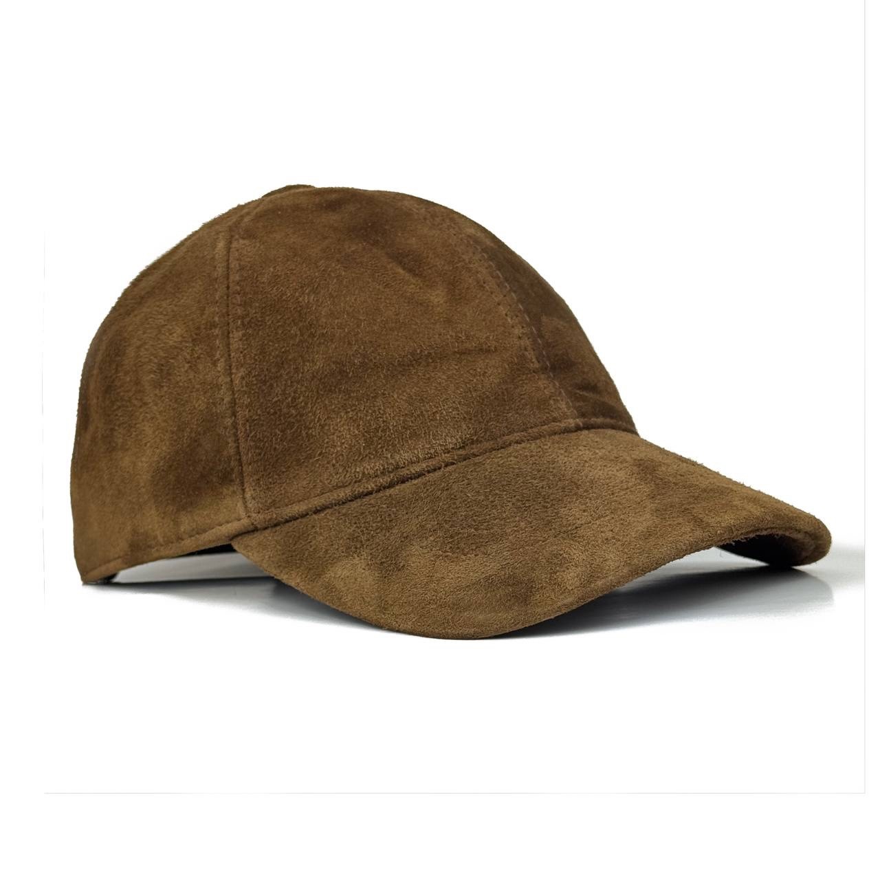 Real Suede Leather Baseball Cap for Men – Handmade Premium Quality Brown