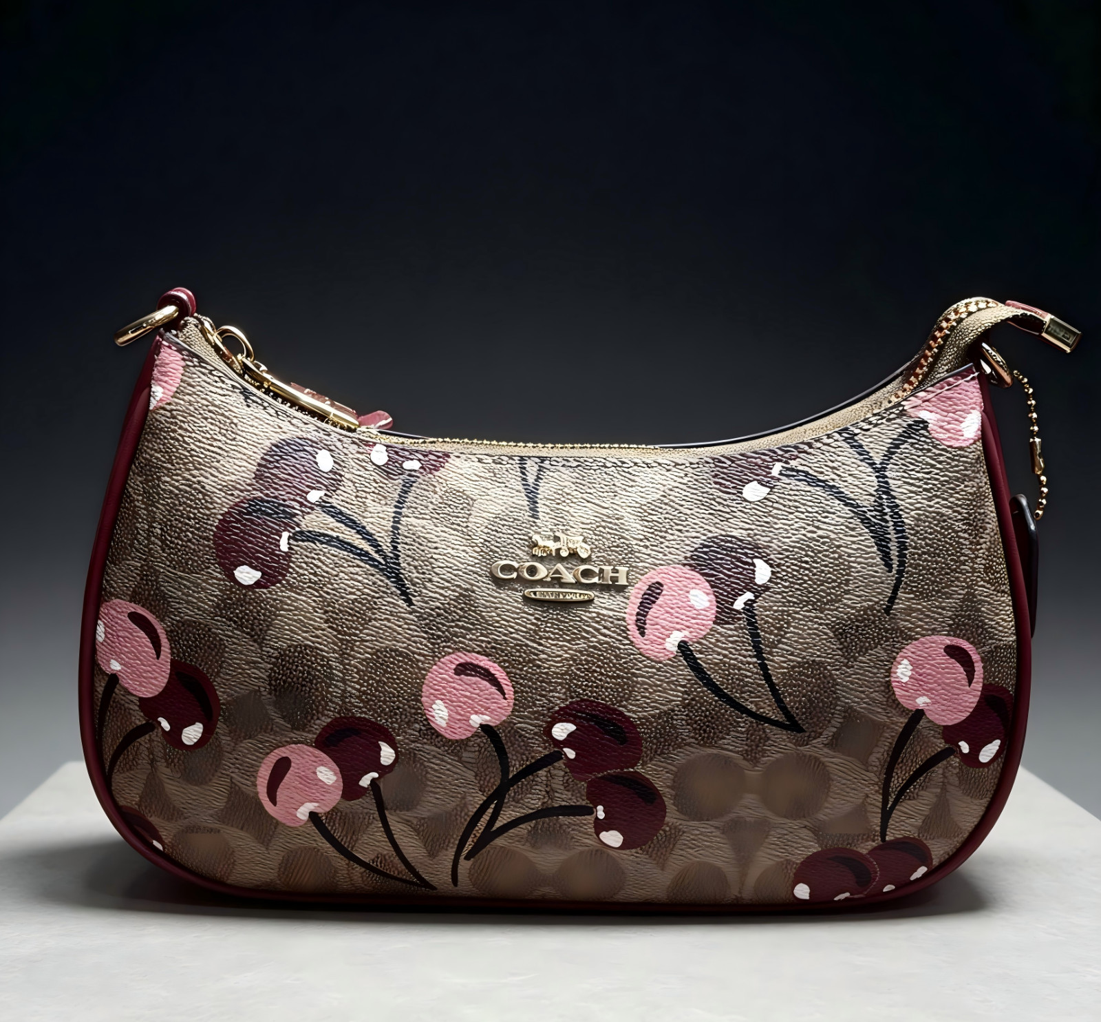 Coach Women’s Classic Teri Cherry Canvas Monogram Shoulder/Crossbody Bag New